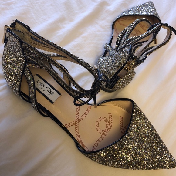Lucy Choi - Glinda Gold Glitter Flat - Picture 2 of 4